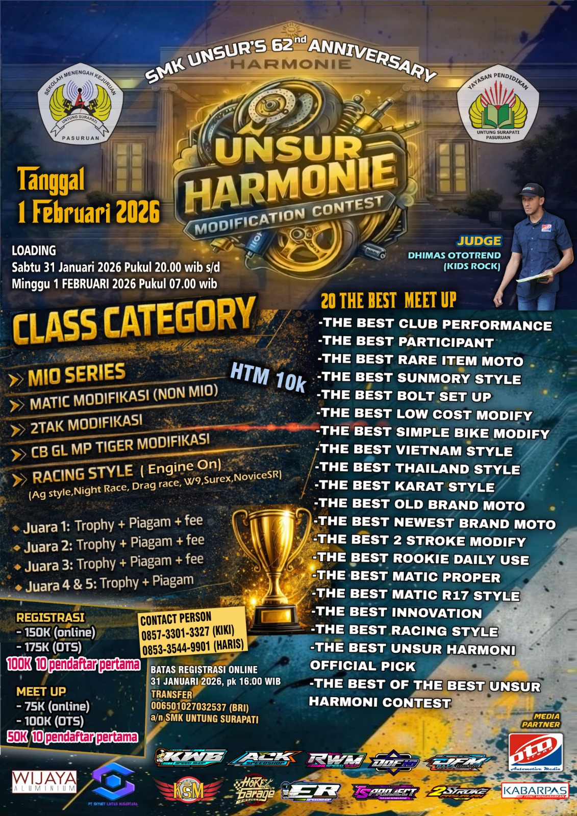 SMK Untung Surapati Gelar Unsur Harmonie Modification Contest dalam Rangka Anniversary ke-62